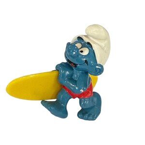 Vintage Surfer Smurf Figurine | 1980s Schleich Peyo Collectible | Surfboard Smur